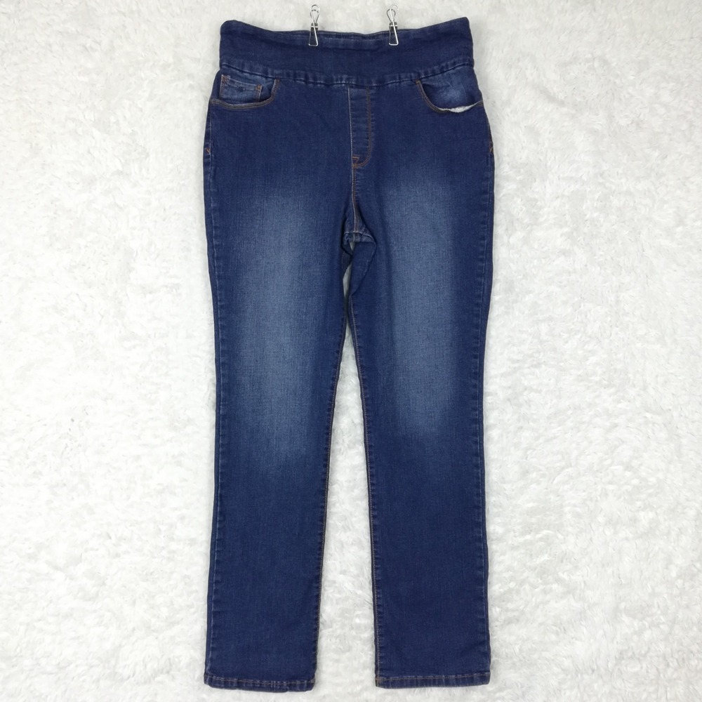 Gloria Vanderbilt Womens Jeans Amanda Pull On Blue Denim Medium Wash High 14